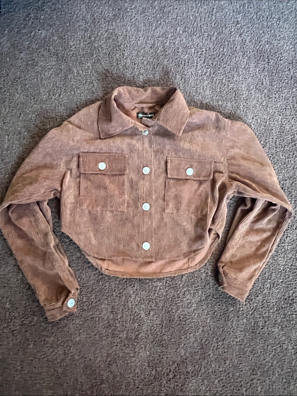 Streetwear Society Cropped Corduroy Jacket in Brown